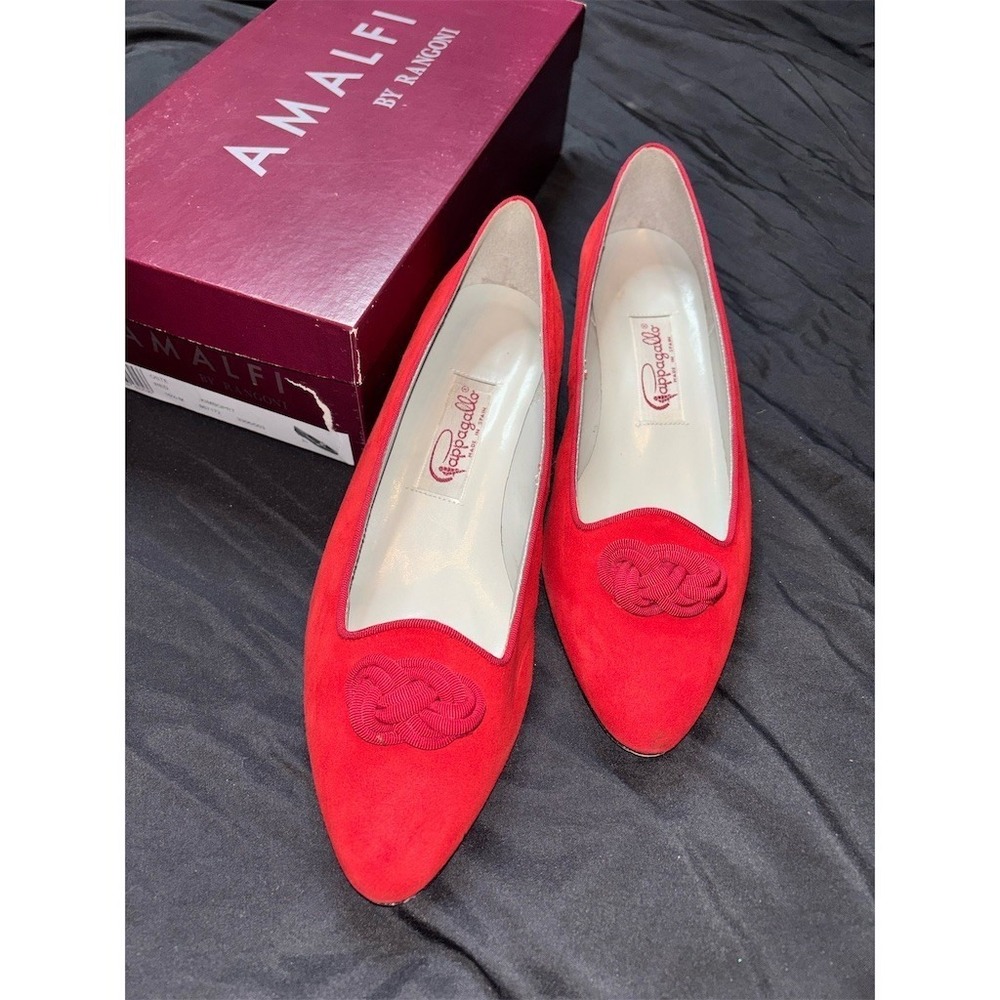 Amalfi‎ by Rangoni Loafer Flats Womens 10.5 M Red Pointed Toe Slip-On OSTE suede